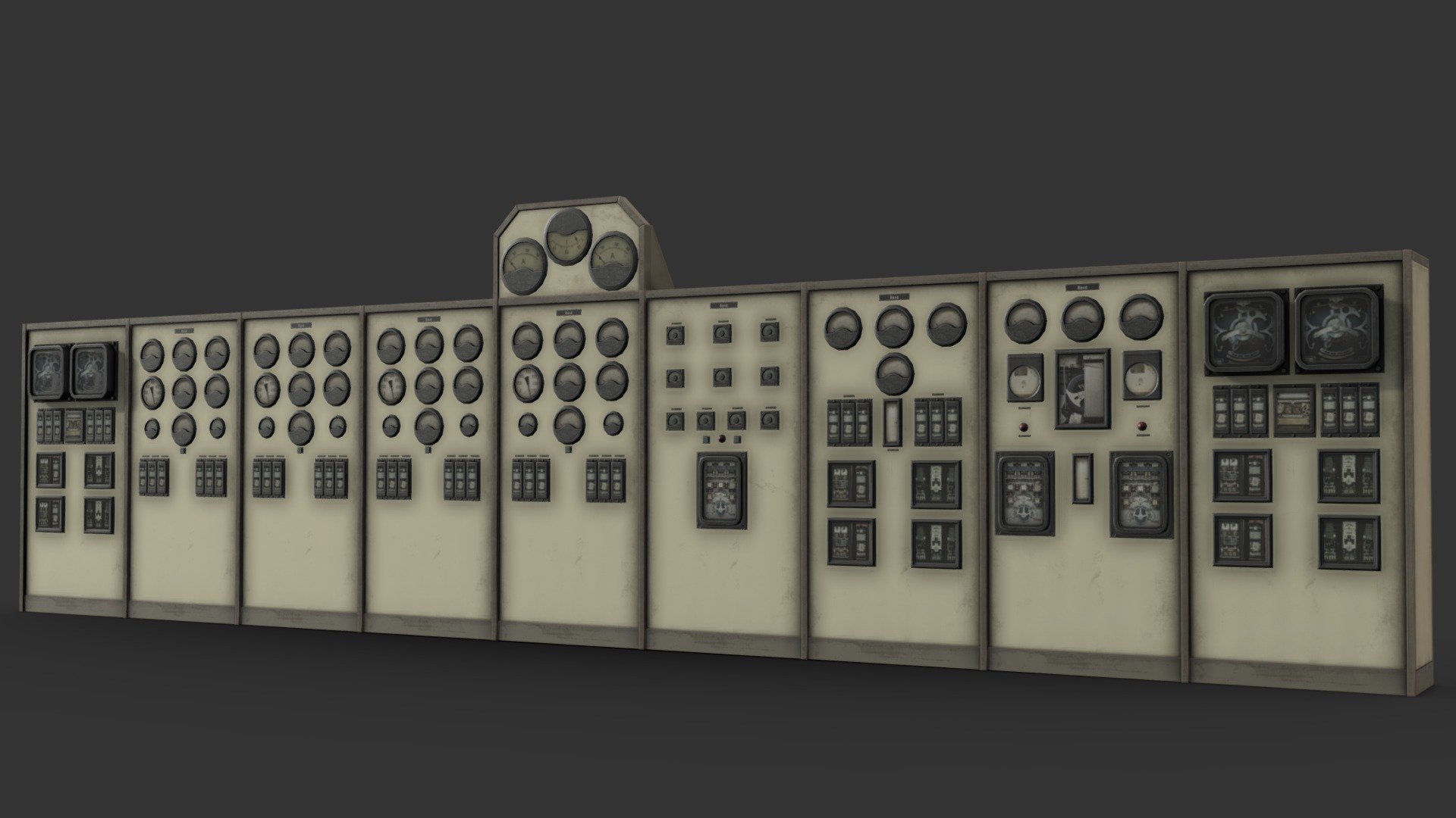 Some assembly required, but here's a kit I made up for making custom antique-style control panels.
There's an assemble-your-own-layout file in the additional files.

Made in 3DSMax and Substance Painter - Control Panel Kit - Buy Royalty Free 3D model by Renafox (@kryik1023) 3d model