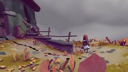 Tap cottage, medieval, blender-3d, autumn, handpainted, lowpoly, stylized, fantasy, village, environment