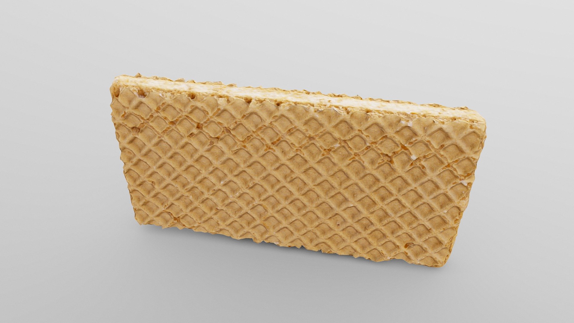 A filled waffle

9.4 x 5.0 x 1.0 cm

The highly optimized, photorealistic model was created using custom photogrammetry techniques. This involves capturing hundreds of pictures from many angles and under different lighting conditions. The resulting data is then processed with manual and automated pipelines, by leveraging RawTherapee, Metashape, Blender and self-developed software.

The attached ZIP archive includes the low-poly OBJ mesh, a Blender file and a set of JPEG textures at 4k resolution.

If you want access to the high-poly mesh or raw texture files, you can contact me personally at flolu.de 3d model