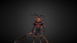 Chernichka Demon spear, demon, deer, gamedev, styalized, creature