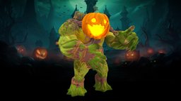 Stylized Halloween Pumpkin Creature blood, hat, skeleton, wizard, rpg, death, undead, mmo, rts, giant, brutal, necromancer, outfit, moba, roots, necromancy, handpainted, lowpoly, creature, stylized, fantasy, halloween, pumpkin