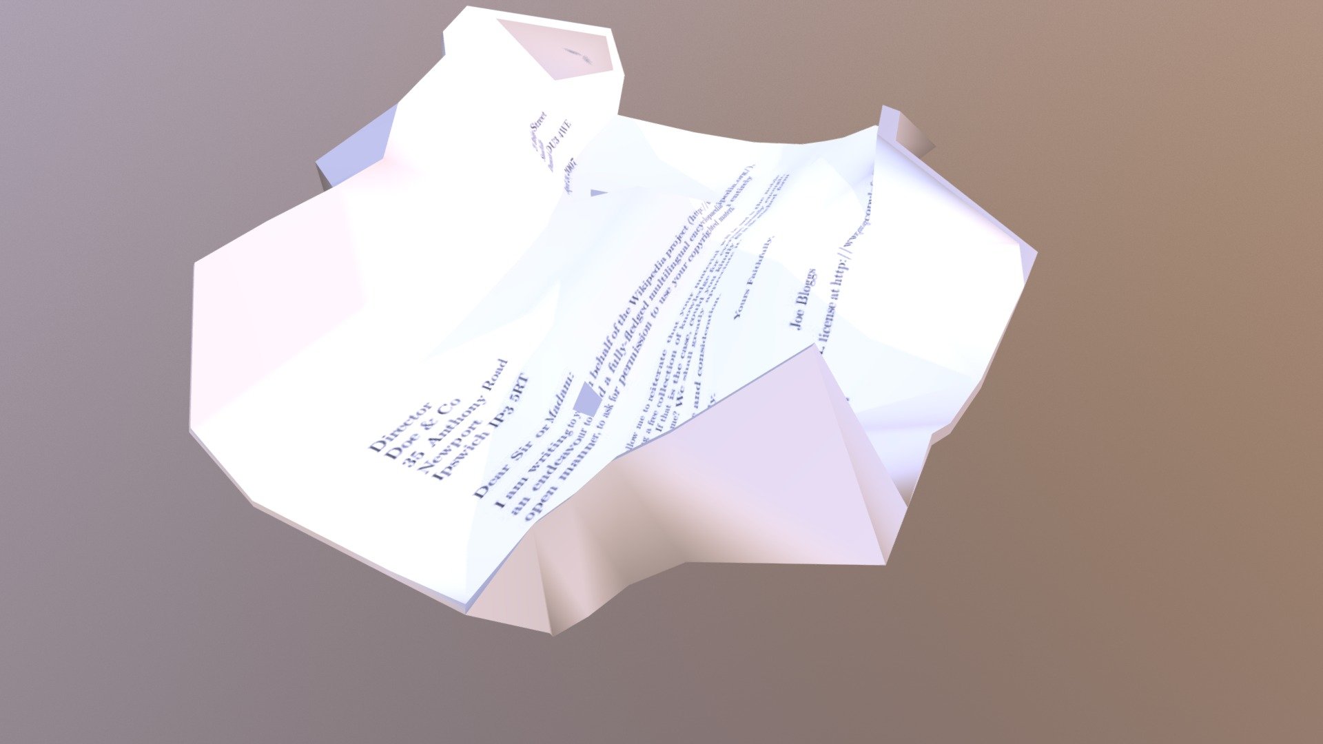 scrunched letter - 3D model by ChaoticMunoz 3d model