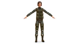 A young girl in army camouflage body, armor, armored, people, trench, army, special, women, bags, hero, brown, young, shoes, boots, worker, slim, earrings, uniform, woman, beautiful, heels, camouflage, womens, necklace, personnage, forces, low-poly-model, lowpoly-gameasset-gameready, blouse, caucasian, womancharacter, tights, hairstyle, employee, womenswear, woman3d, girl, military, casualwear, "casual-wear", "braids-hairstyle"