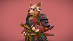 Samurai Corgi dog, warrior, samurai, swords, doggo, substance, cartoon, art, pbr, substance-painter, zbrush, animation, stylized, 3dmax