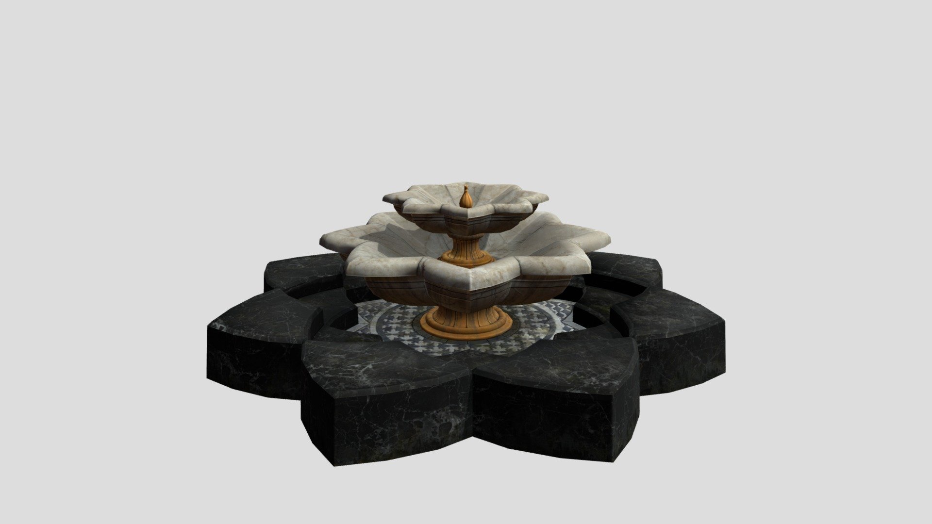 3D Fountain
The pack has highly detailed fountain ready for use in your project. Just drag and drop prefab into your scene and achieve beautiful results in no time. Available formats FBX, 3DS Max 2017



We are here to empower the creators. Please contact us via the [Contact US](https://aaanimators.com/#contact-area) page if you are having issues with our assets. 




The following document provides a highly detailed description of the asset:
[READ ME]()




**Mesh complexities:**


Fountain_06 2946 verts; 4172 tris



Includes 1 sets of textures with 4 materials:



● Diffuse

● Gloss

● Normal

● Specular - Fountain 06 - Buy Royalty Free 3D model by aaanimators 3d model