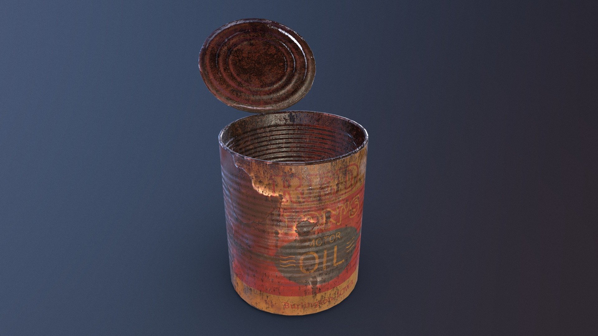An very old oil tin can with a vintage vibe that can be used in a post-apocalypse or western setup. 

PBR material (Base color, Roughness, Metal and Normal) - Old oil can - Buy Royalty Free 3D model by automeduse 3d model