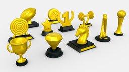 Fantasy Trophies 3D Model pack, collection, star, trophy, ajedrez, trofeo, trophies, powerlifting, cartoon, lowpoly, fantasy, race, trofeos