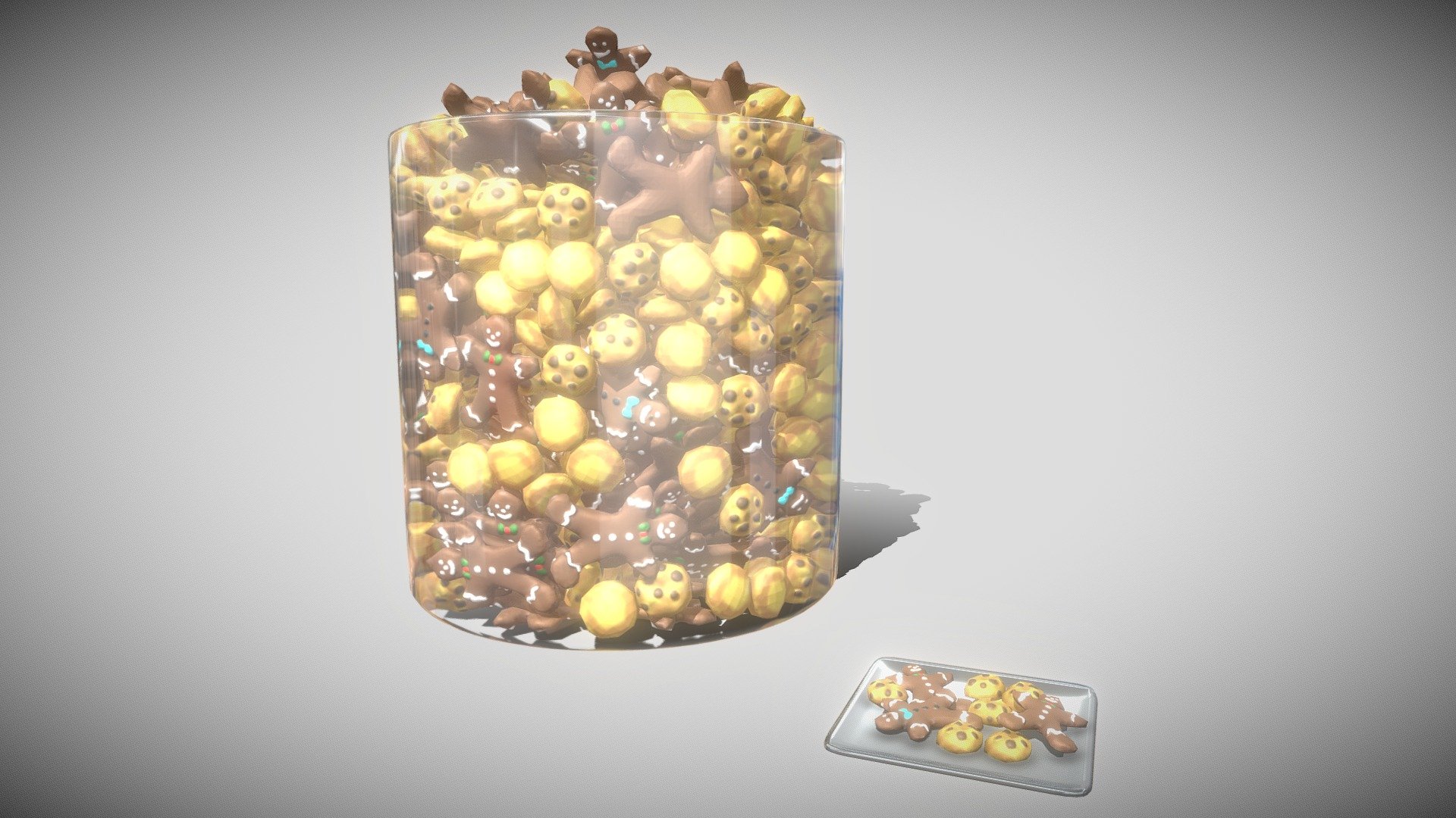 Some cookies and gingerbread people 3d model