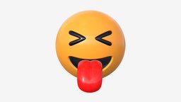 Emoji 025 Stuck-out tongue with closed eyes face, symbol, chat, tongue, closed, sign, eyes, head, facial, mood, emoticon, expression, stuck, neutral, emotion, emoji, smiley, 3d, pbr, funny