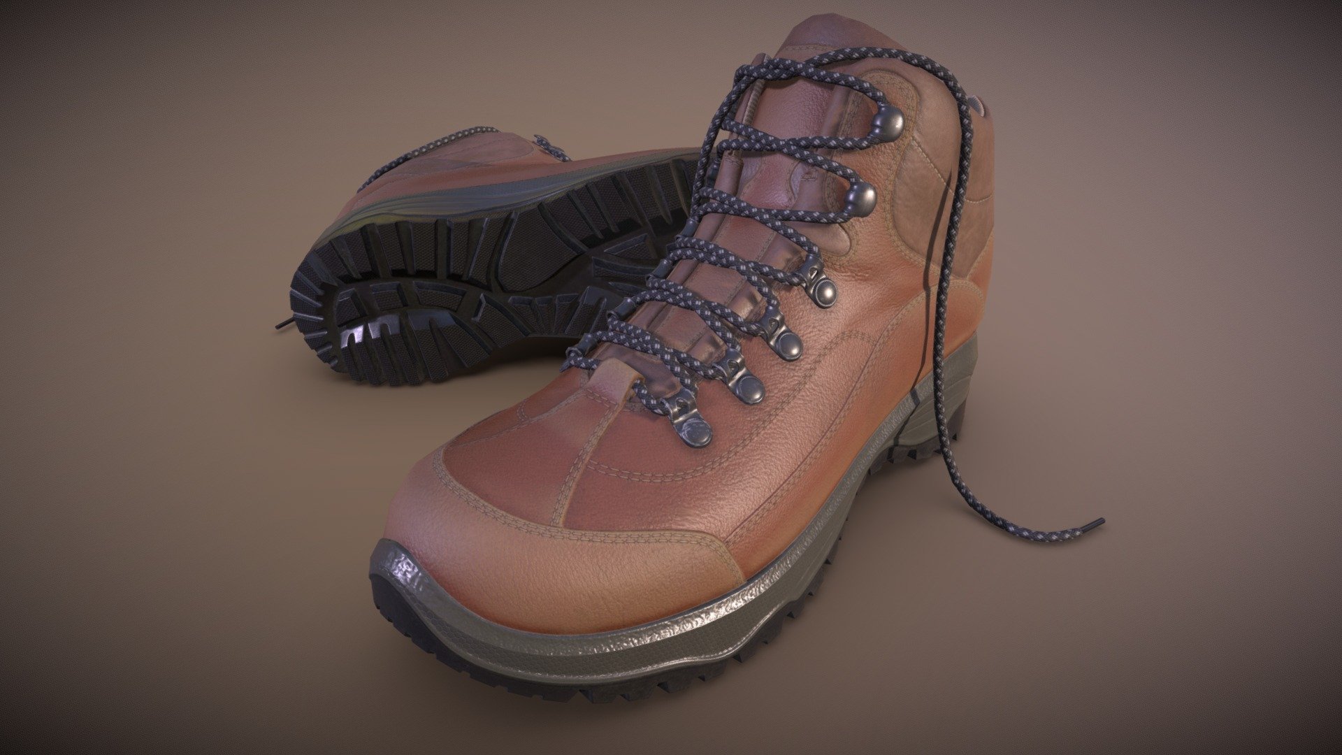A model of leather boots. Design replicated from Scarpa Cyrus boots. 
Blender + Substance painter 3d model