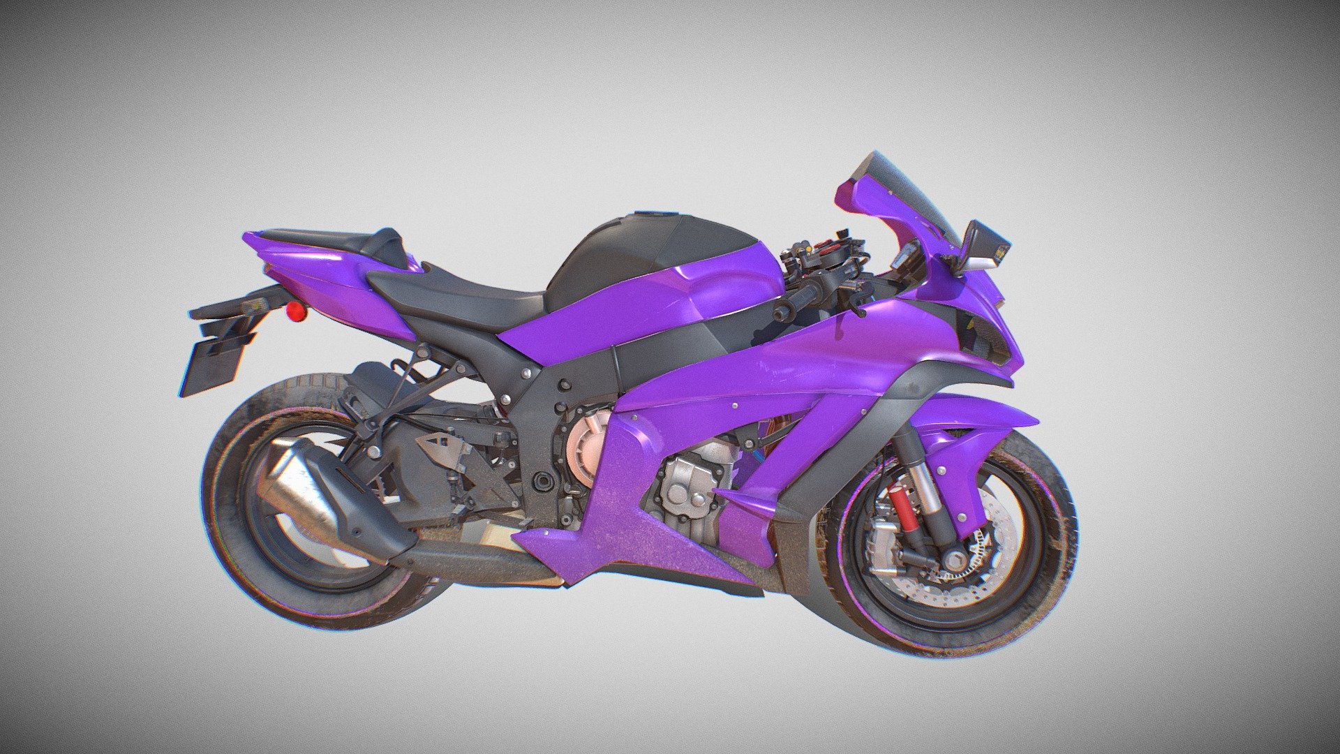 I made a kawasaki ZX-10R model in high poly for my portfolio lot of time was spend on this - Kawasaki ZX-10R - 3D model by youdhistir 3d model