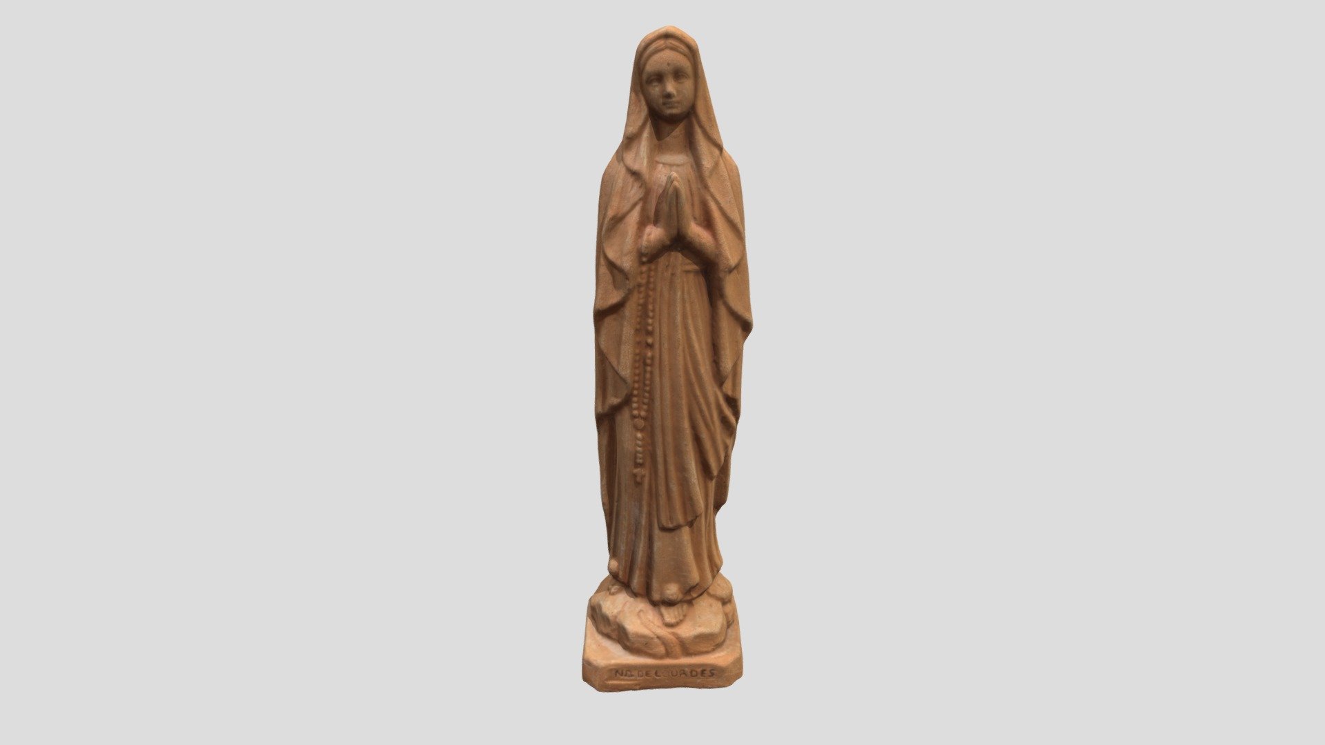A small Virgin Mary clay statue from Lourdes 3d model