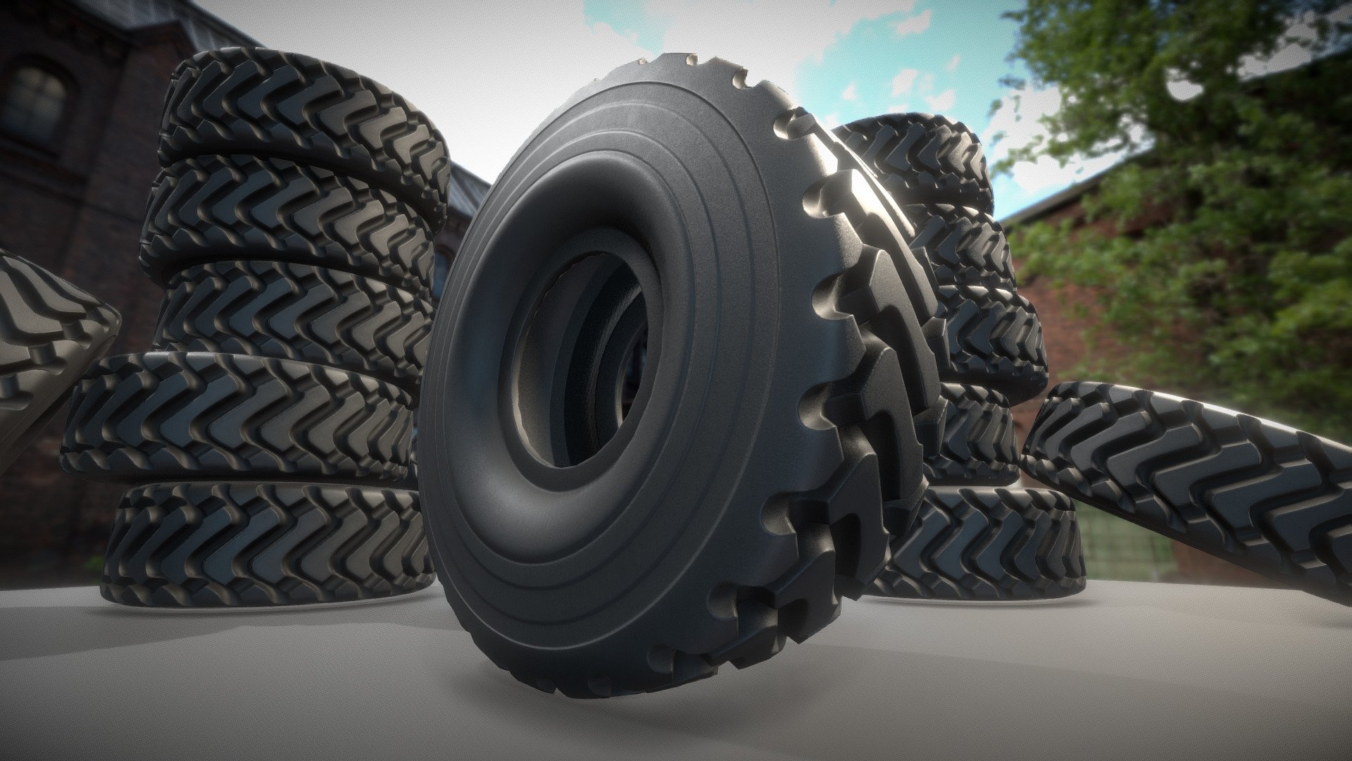 Here is the low-poly version of the wheel loader tyre.






High-Poly Version (Polygons = 930203)

Demo-Video - Blender-2.93






Object Name - Wheel_Loader_Tyres_Low-Poly 

Object Dimensions -  1.721m x 0.663m x 1.721m






Vertices = 2886

Polygons = 3536






Object rotation and location is 0, scale is 1.000 x 1.000 x 1.000

Texture map types: Base Color, Normal, Metalness, Roughness



3D model formats: 




Native format (*.blend)

Autodesk FBX (.fbx)

OBJ (.obj, .mtl)

glTF (.gltf, .glb)

X3D (.x3d)

Collada (.dae)

Stereolithography (.stl)

Polygon File Format (.ply)

Alembic (.abc)

DXF (.dxf)

USDC



Last update:
18:31:53  17.05.22






3d-modeled and PBR-Textured by 3DHaupt in Blender-3D.
 - Wheel Loader Tyres (Low-Poly Version) - Buy Royalty Free 3D model by VIS-All-3D (@VIS-All) 3d model