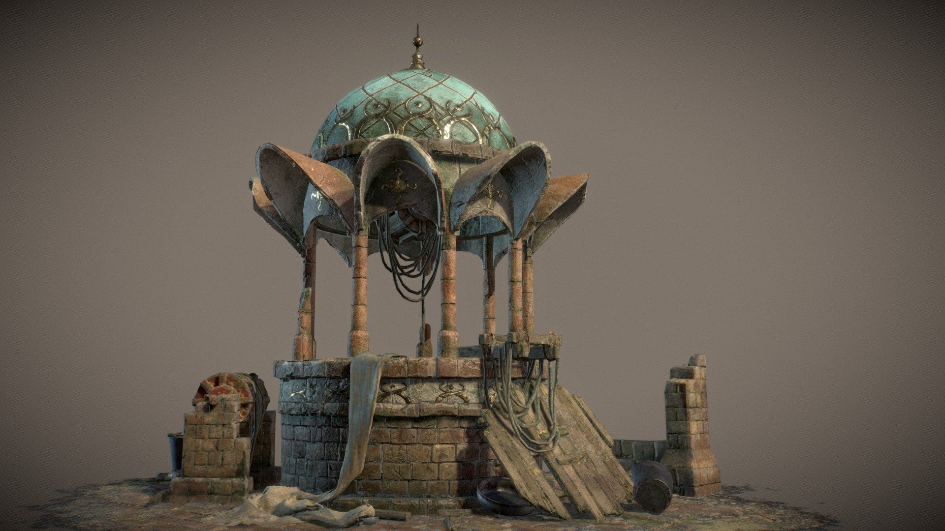 Midpoly old well.
Concept by Whihoon Lee (whinbek)
https://www.artstation.com/artist/whinbek
Have a small seam on the roof cuz i moved Uvs a bit and miss this seam when exported a model :)
More shots from IRAY : https://www.artstation.com/artwork/16qbZ - Seymour Stone Well - 3D model by DorinD 3d model