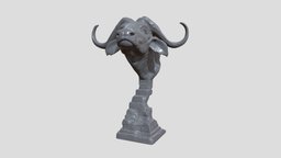 Head African Buffalo buffalo, miniature, bull, african, statue, head, printable, 3dprinter, animal