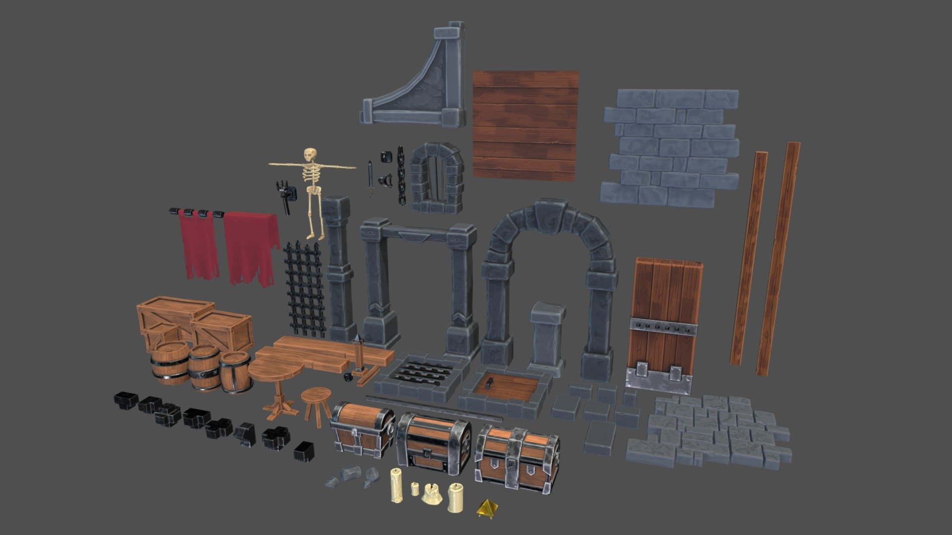 The full set of my dungeon props

If you'd like to see what these props can do visit here 3d model