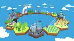 Environmental Turntable diorama, catan, ecofriendly, hexagons, environment, noai