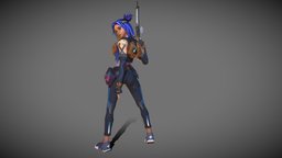 Neon in a pose riot, lowpoly, characters, gamecharacter, valorant