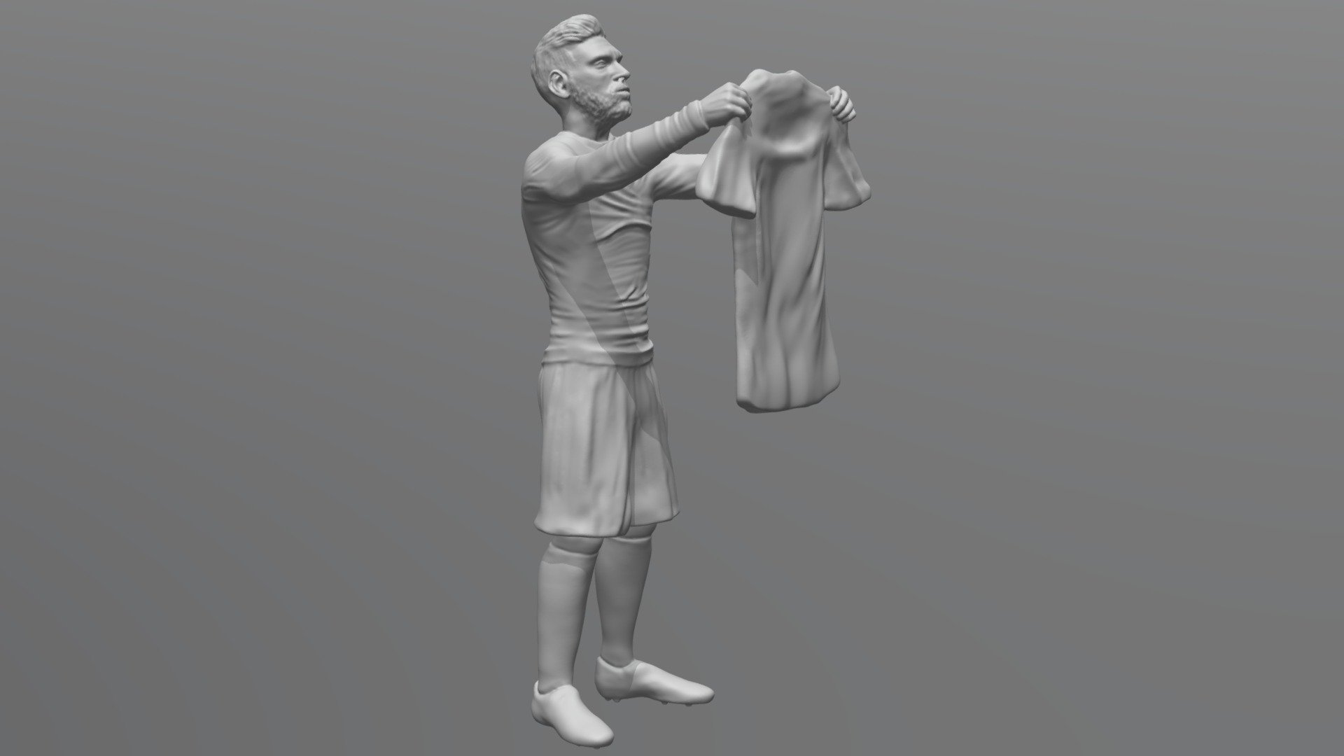 Here is Lionel Messi 3D model ready for 3D printing. The pose is his celebration against Real Madrid. 
Rar file contais stl. 
I created the model in ZBrush.

If you have any questions please don't hesitate to contact me. I will respond you ASAP. 
I encourage you to check my other celebrity 3D models 3d model