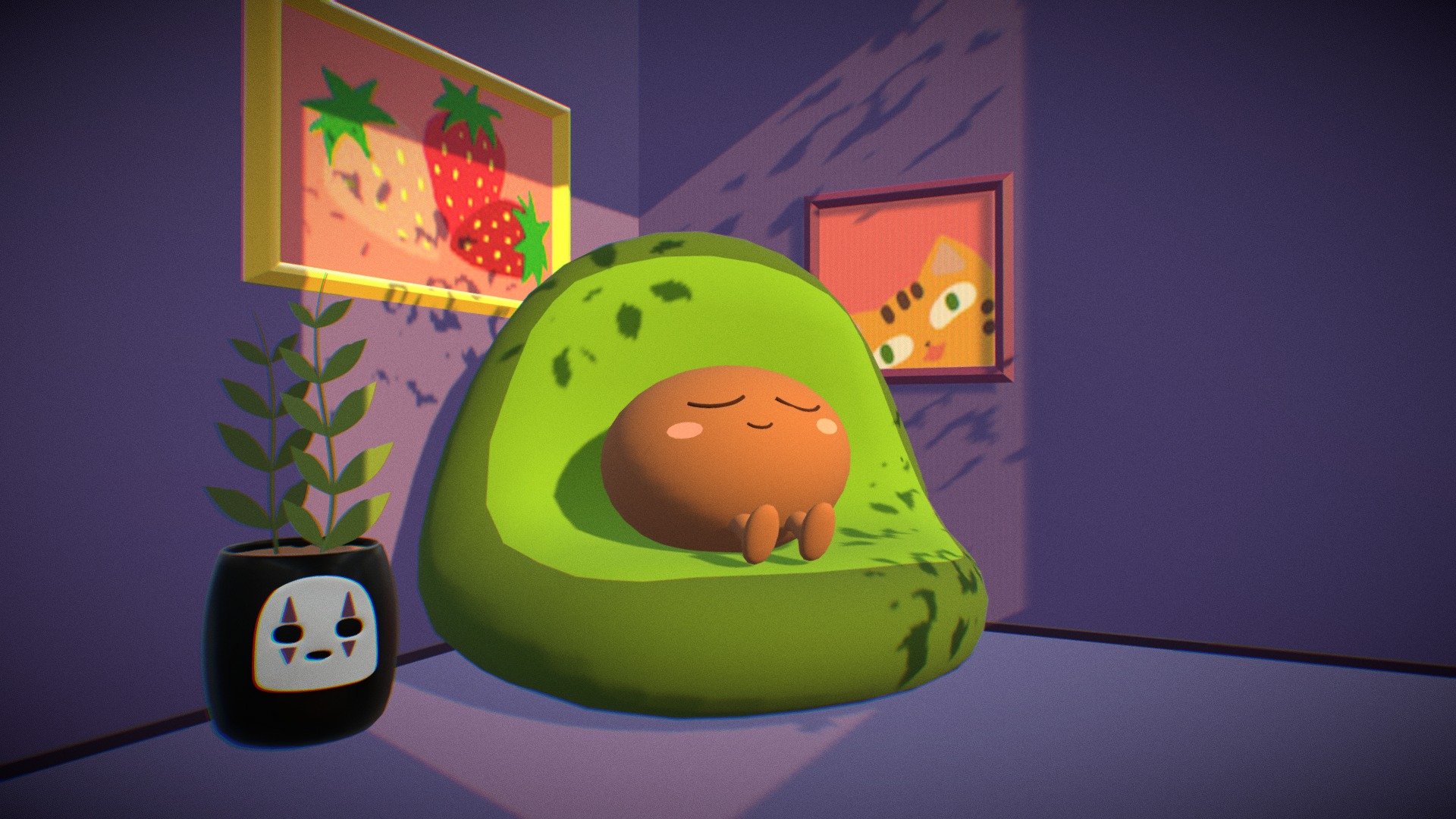 Just a cozy avocado - Cozy avocado - Download Free 3D model by Yakusokusen 3d model