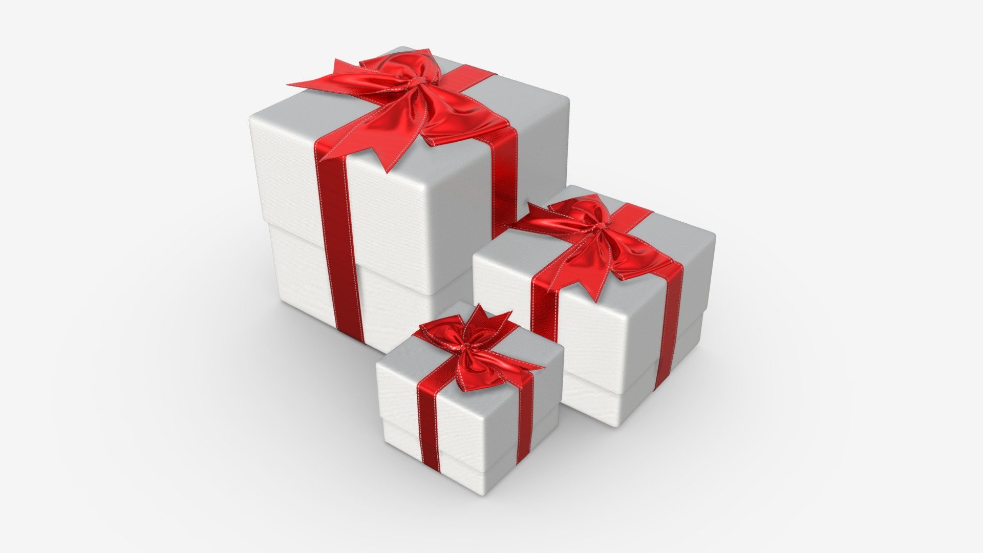 Gift boxes wrapped with bow red white - Buy Royalty Free 3D model by HQ3DMOD (@AivisAstics) 3d model
