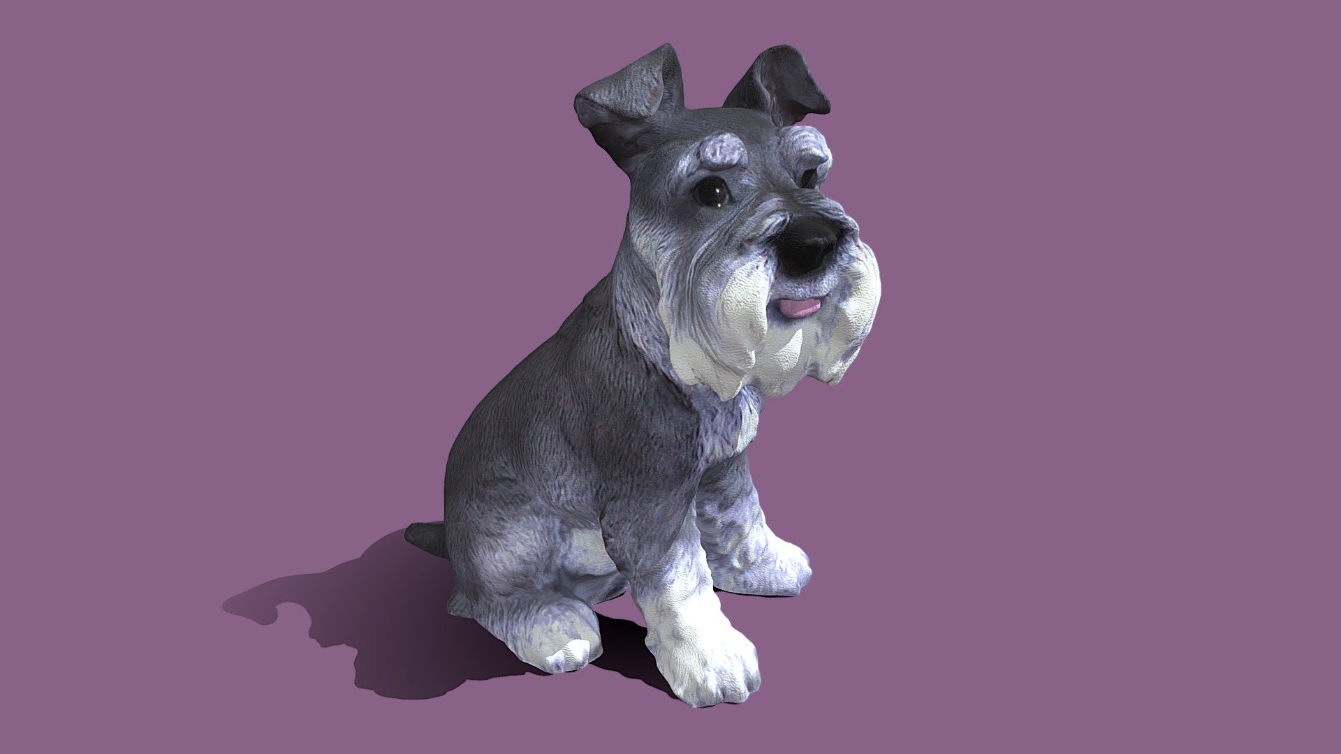 A full scan of a lovely miniature Schnauzer dog sitting like a good boy. This model is ideal for printing, it has a flat level base 3d model