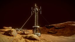 Mars Communications Tower scene, tower, landscape, mars, antenna, communication, aie, substancepainter, substance, sci-fi