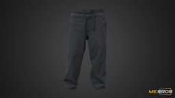 [Game-Ready] Black Buckle Pants fashion, clothes, pants, buckle, ar, topography, low-poly, photogrammetry, 3d, lowpoly, scan, 3dscan, gameasset, clothing, black, gameready, noai