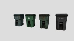 Trashcans dump, exterior, recycling, prop, dumpster, trash, can, garbage, waste, trashcan, bin, rubbish, litter, architecture, lowpoly, house