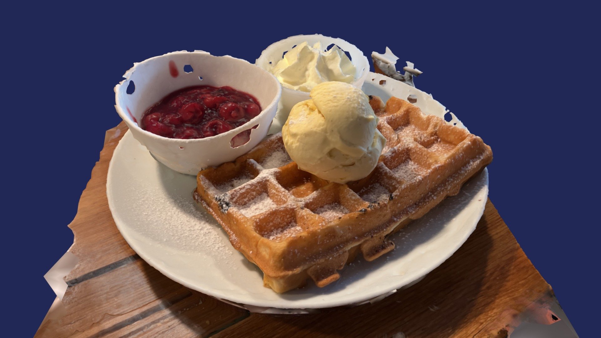 Photorealistic Waffle with Cherries and Ice Cream 🍒🍦🍨 - Waffle with Cherries and Ice Cream - 3D model by ScanMaster 3d model