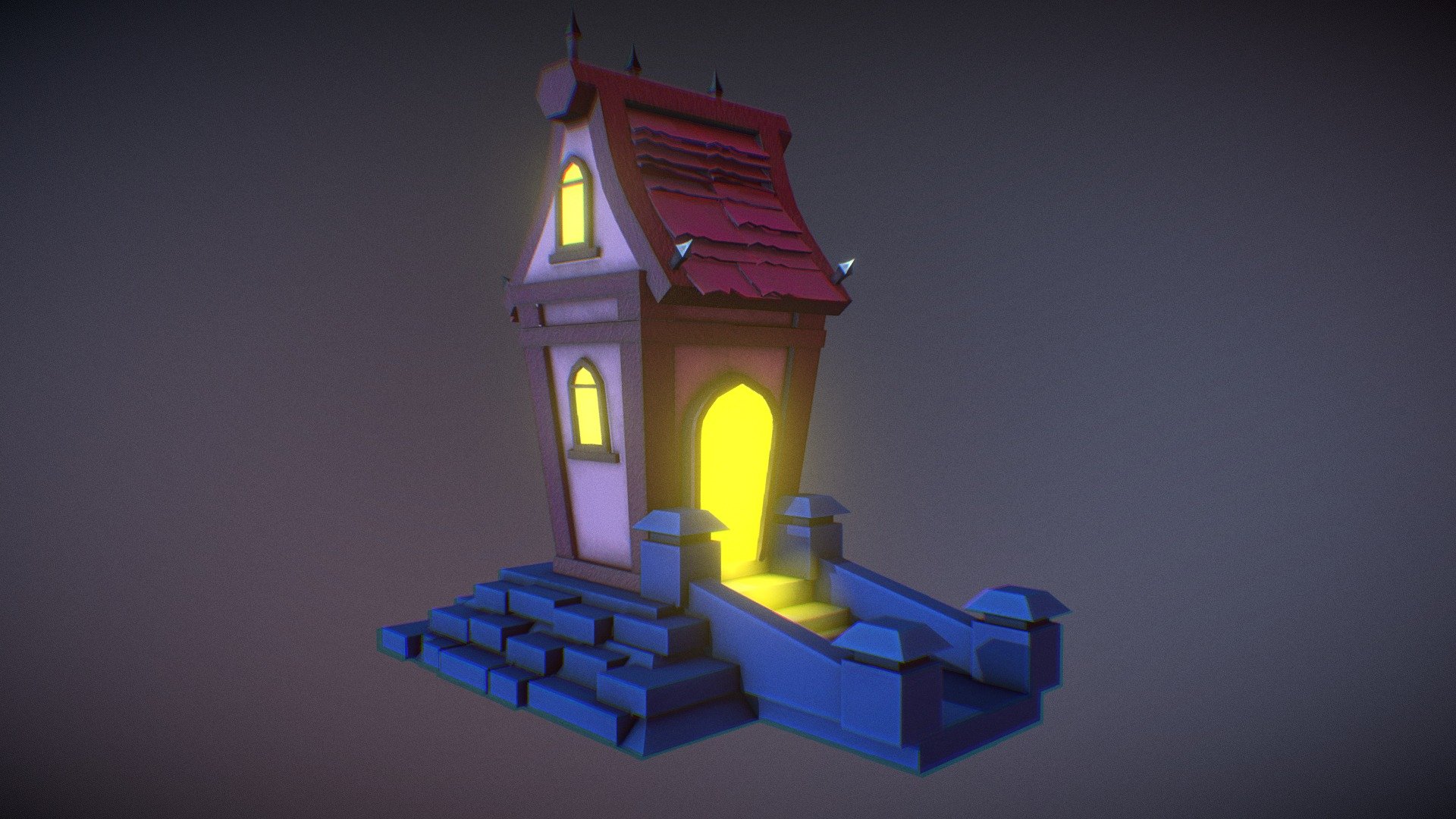 cartoon house - Download Free 3D model by Ekbercg (@akbarjan.a) 3d model