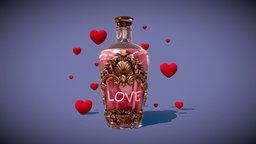 Love Potion red, valentine, love, hearts, potion, potionbottle, modeling, 3d, animation, bottle