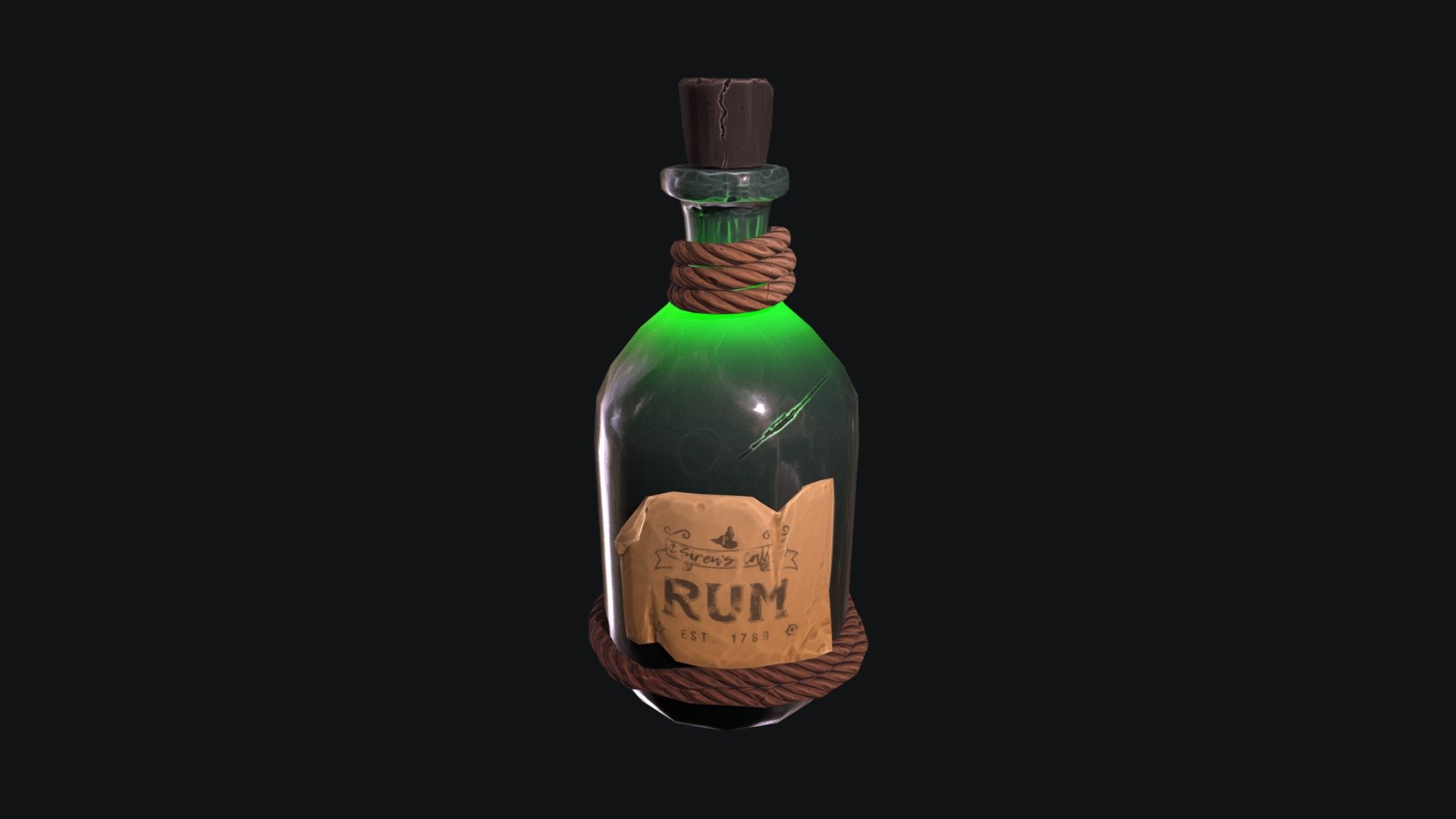 This is Sea Of Thieves fan art.
Inspired by this game, I created a stylized pirate bottle of rum.
I have used Blender, Zbrush and Substance Painter 3d model