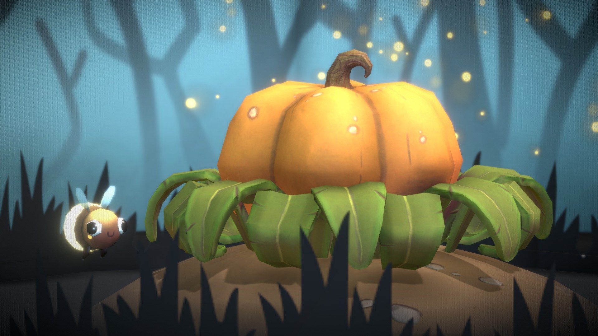 Pumpkin and fireflies - 3D model by AnaSalcedo 3d model