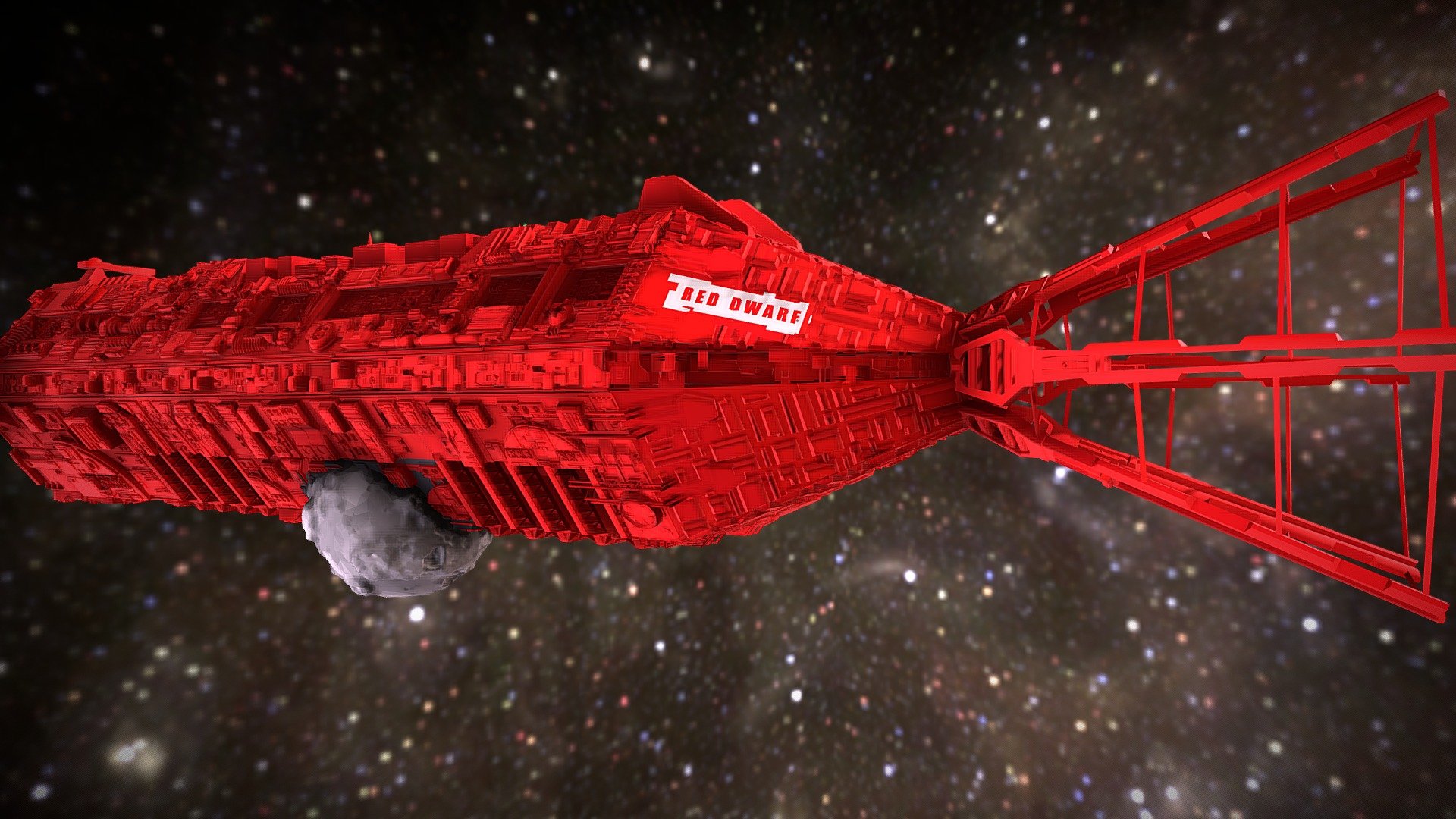 https://en.wikipedia.org/wiki/Red_Dwarf

FIND LISTER!
FIND STARBUG! - RED-DWARF-J M C MINING-SHIP-(10000m) - Download Free 3D model by Binkley-Spacetrucker (@Binkley-Piratepants) 3d model