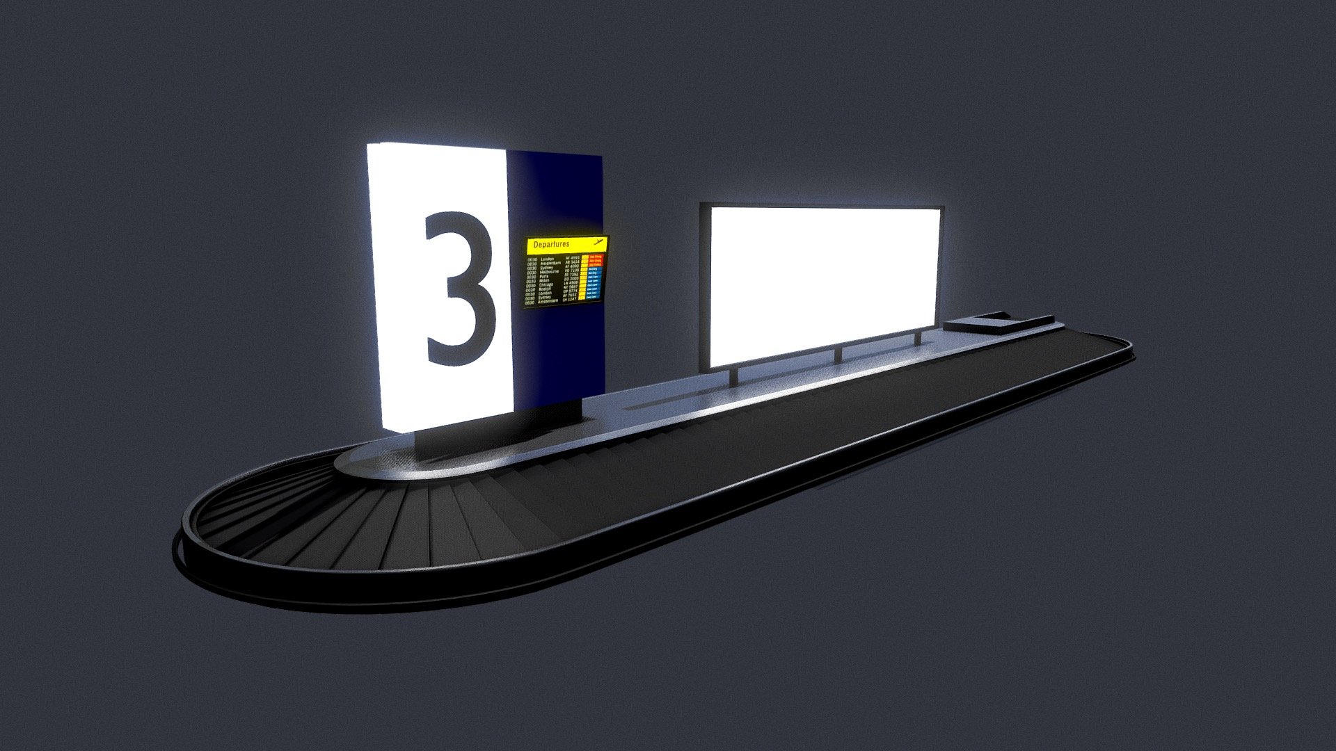 Basic airport conveyor belt mockup 3d model. (Made with Blender 2.83)

Render results&hellip;

 - Airport Conveyor Belt - 3D model by Alkan Gözar (@alkangozar) 3d model