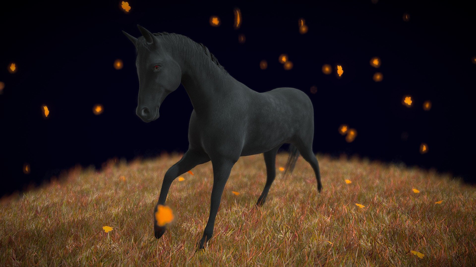 A horse model done in Blender and textured in Substance Painter 3d model