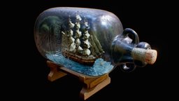 Ship in a bottle marine, wine, sail, 3d-scan, prop, unreal, realtime, ocean, beer, sailor, diorama, whiskey, metal, realistic, water, engine, rum, realism, wave, maritime, refractive, bakemyscan, photoscan, unity, architecture, glass, asset, blender, pbr, lowpoly, scan, design, ship, wood, free, pirate, decoration, bottle, interior, "sea", "shader", "boat"