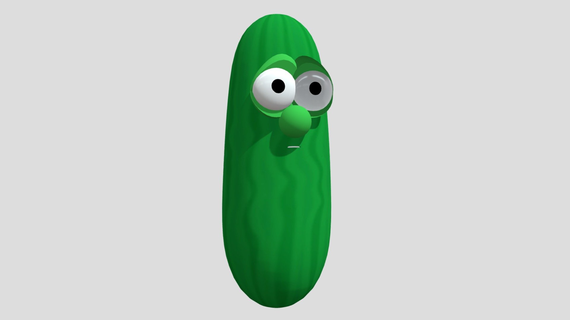 Design of Larry the Cucumber (host of VeggieTales) from early 2000.

Costumes include:

Cook Larry (seen in &ldquo;VeggieTown Values: On the Job!