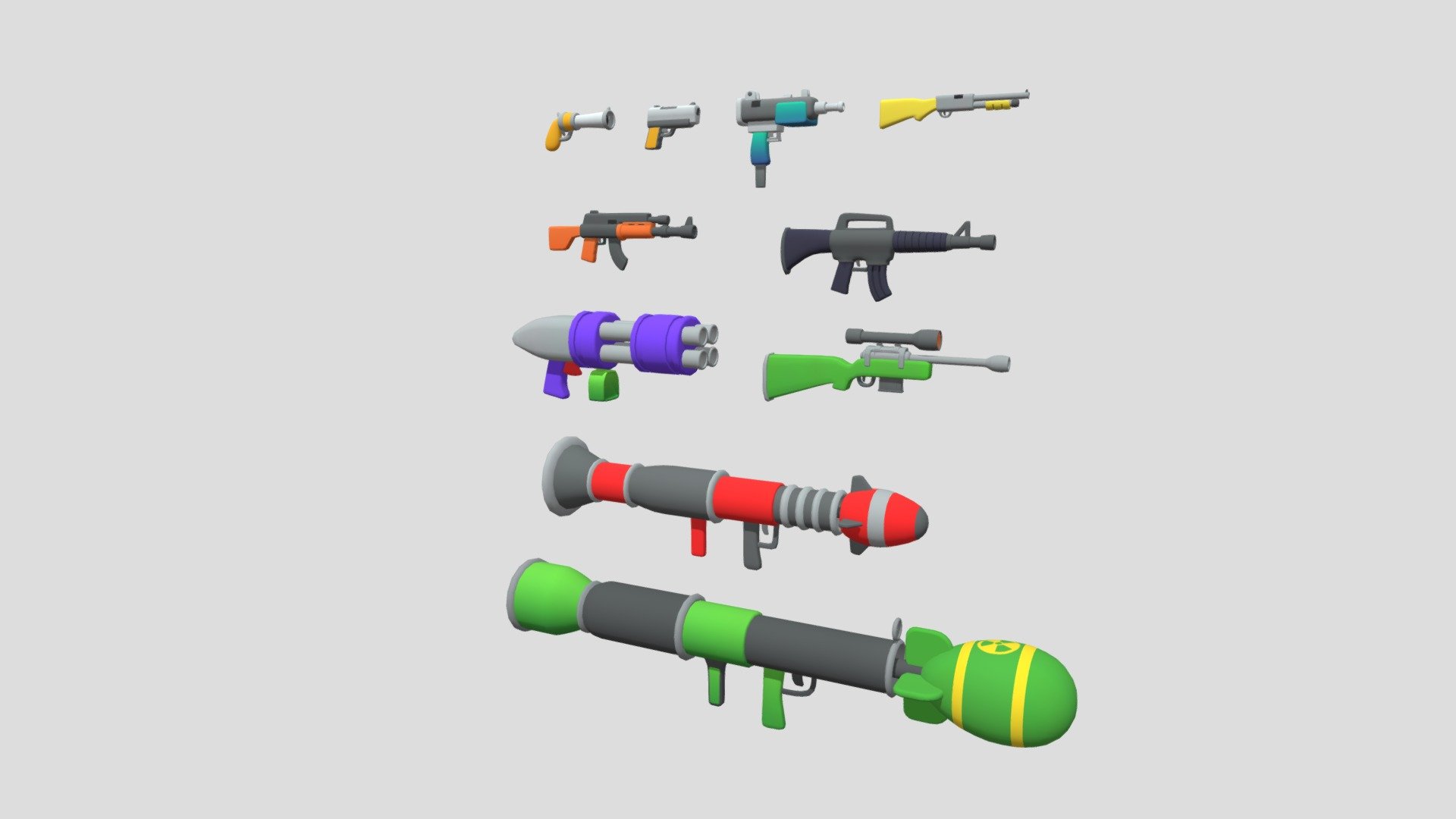 Low poly gun models for hypercasual games 3d model