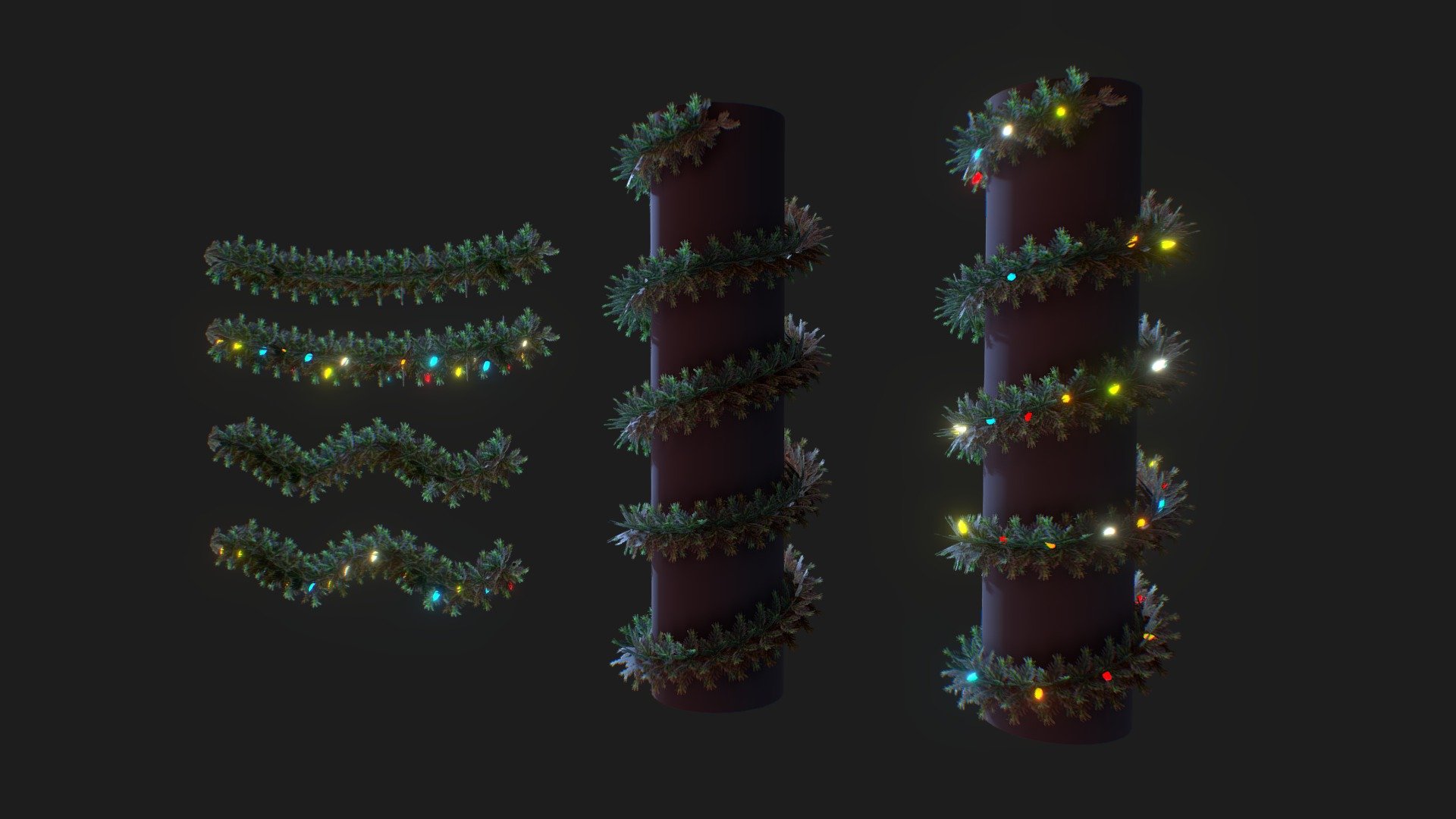 Game ready, mid poly, christmas garlands! Includes lit and unlit versions! Comes with a basic twig texture and a pbr texture set for the lamps!
Perfect for decorating christmas scenes :)
Includes FBX files!
If you need any help, have any questions or need something customized hit me up! Im happy to help :D
Also check out this variation of this asset! - Christmas Garlands - Buy Royalty Free 3D model by MelonMan 3d model
