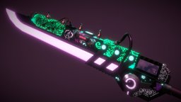 Cyberpunk blade [Animated] cyberpunk, graffiti, neon, cogs, futuristic-weapon, cyberpunk-technology, laser-sword, weapon, sci-fi, futuristic, sword, blade, cyberpunk-weapon