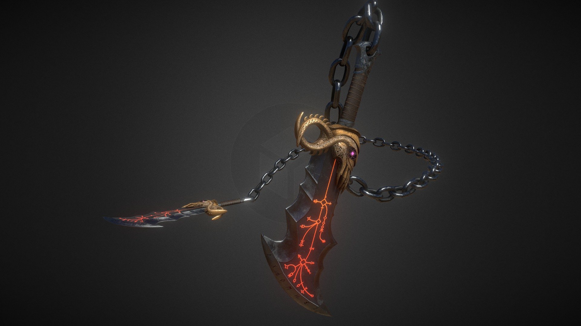 Blade of Chaos from God of War 4, Made in Blender and Substance Painter 3d model