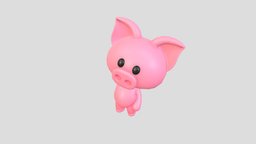 Character054 Rigged Pig food, toon, cute, little, baby, pig, toy, ham, mascot, fat, pink, hog, farm, pork, save, piglet, pinky, character, cartoon, animal
