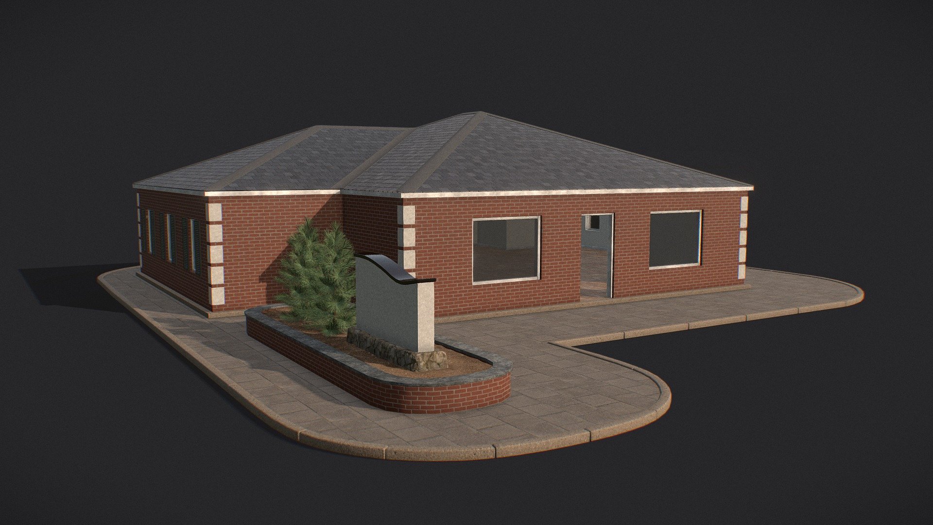 Another shell of a building. This time I added a garden plot with a sign and bushes. The bushes aren't really optimized at all so they add about 100k verts, but with the way I built the plot it looks empty without some vegetation there. So, you've been warned.


The textures used:
 

Brick Exterior- https://www.textures.com/download/3DScans0115/132042 

Concrete Decor- https://www.textures.com/download/PBR0314/136345

Sidealk- https://www.textures.com/download/3DScans0450/133746

Concrete Base- https://www.textures.com/download/3DScans0036/126986

Roof- https://www.textures.com/download/PBR0409/137453

Wood Trim- https://www.textures.com/download/PBR0843/139500

Dirt- https://texturehaven.com/tex/?c=terrain&amp;t=forrest_ground_03

Floor Tiles- https://texturehaven.com/tex/?c=floor&amp;t=tiled_floor_001

Ceiling- https://ambientcg.com/view?id=OfficeCeiling002



Lightmap UV's are on channel 1 - Textured Commercial Building - Download Free 3D model by Lodgelus 3d model