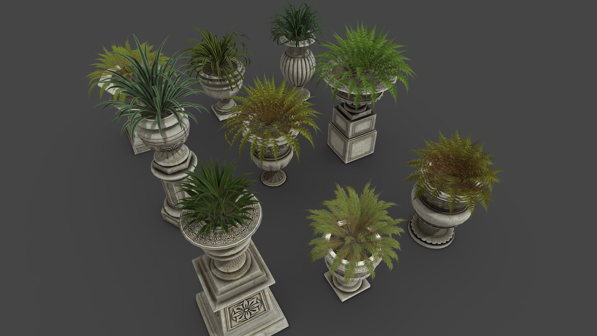 urns with flores - Buy Royalty Free 3D model by yankobe (@yankobe.do) 3d model