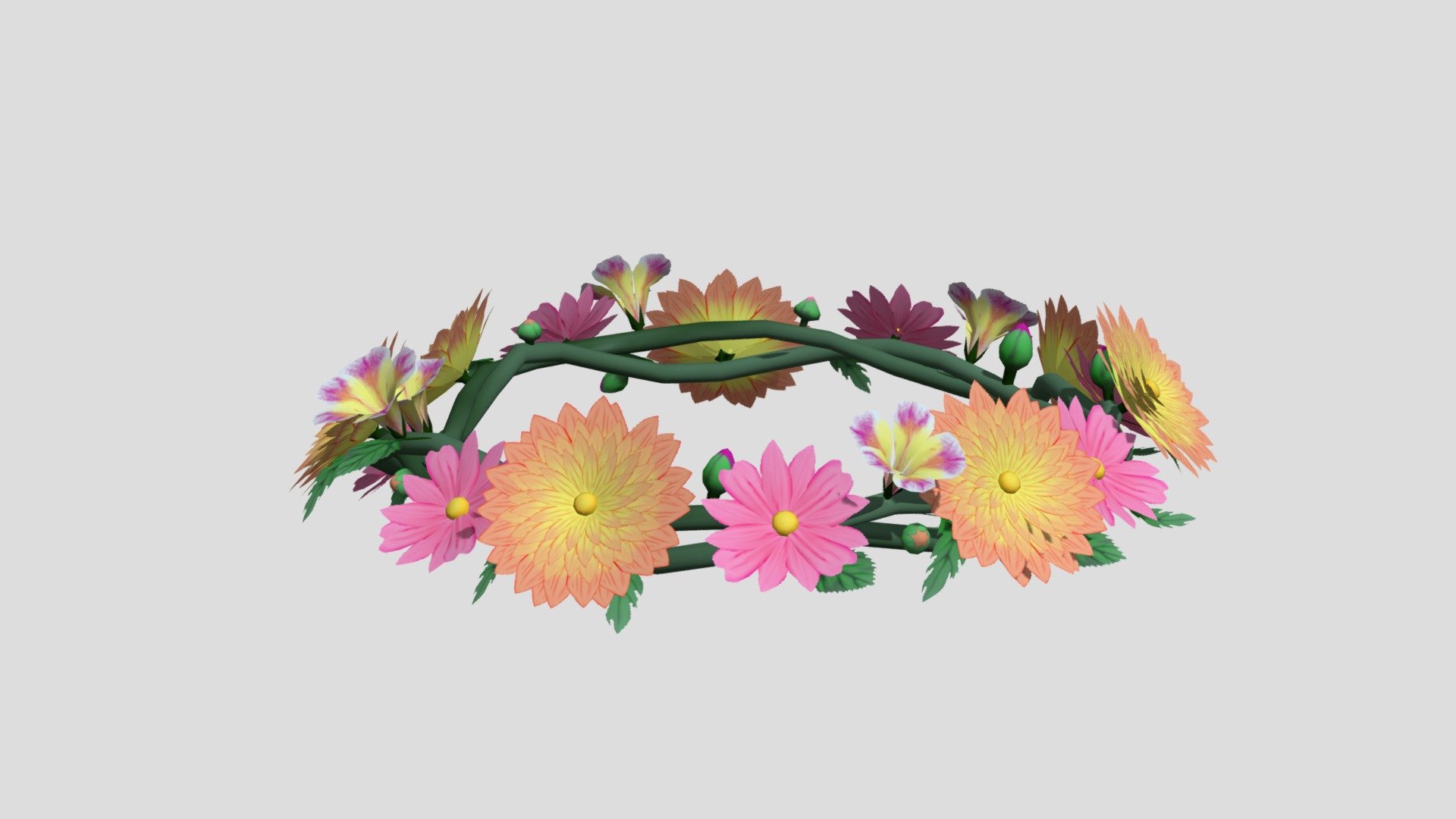 Flower crown made from scratch using maya, blender and textured using substance painter - Flower Crown - 3D model by Spectral_Burrow 3d model