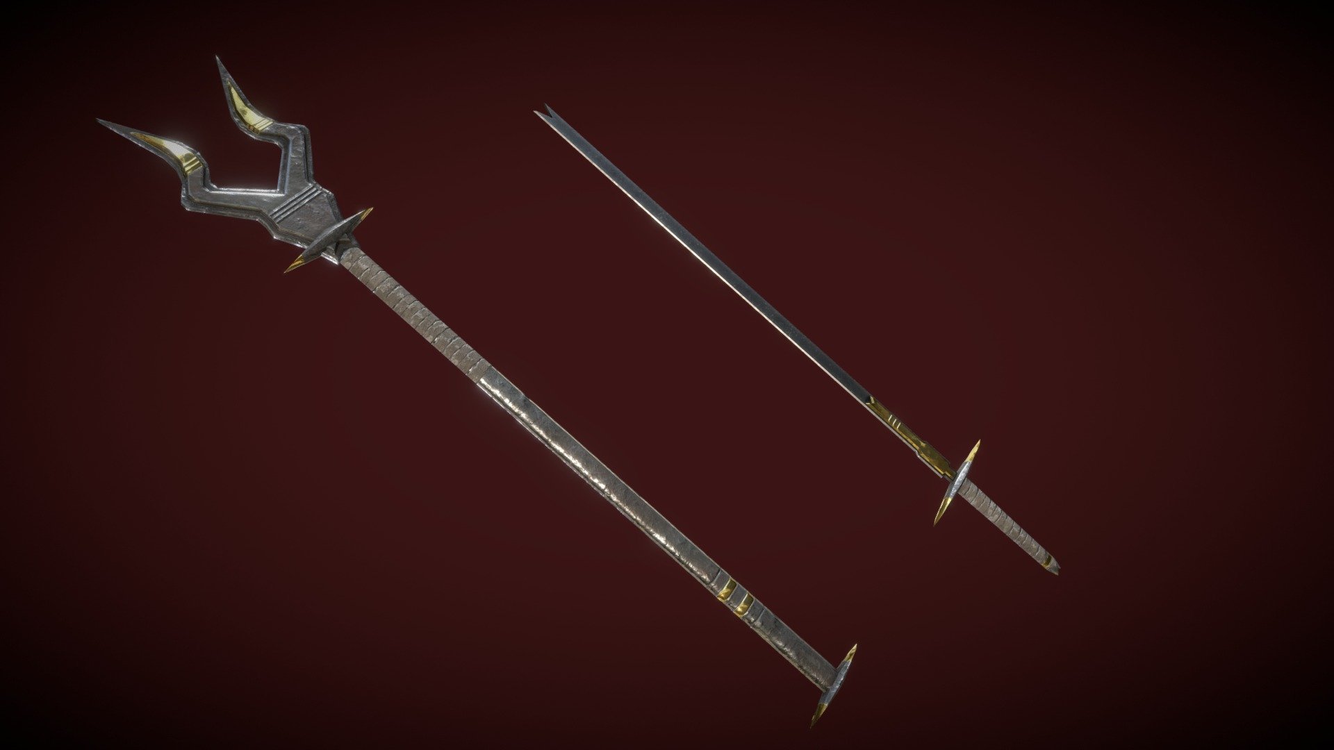 The infamous Sith Scepter and Sword, that Tavion wielded in Star Wars Jedi Knight Jedi Academy. I've done this in the past, but now I gave it another shot. Both are part of a pack of 6 weapons 3d model