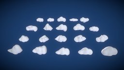 Puffy Clouds Pack sky, cute, white, clouds, cloud, scenario, puffy, stylized, blue, environment, puffys