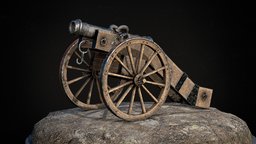 18th century cannon wheels, vintage, century, 19th, metal, old, 2, cannon, 18th, military, wood, war
